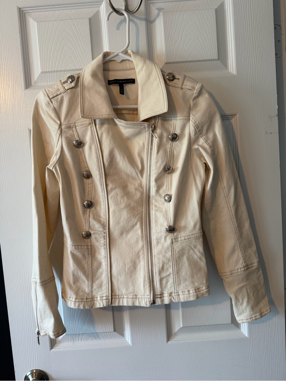 White House, black market Cream Military-Style Women's Jacket